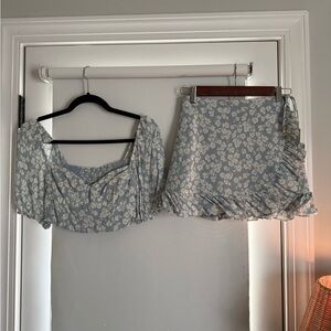 Reformation Light Blue Floral Set